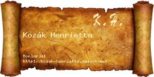 Kozák Henrietta névjegykártya